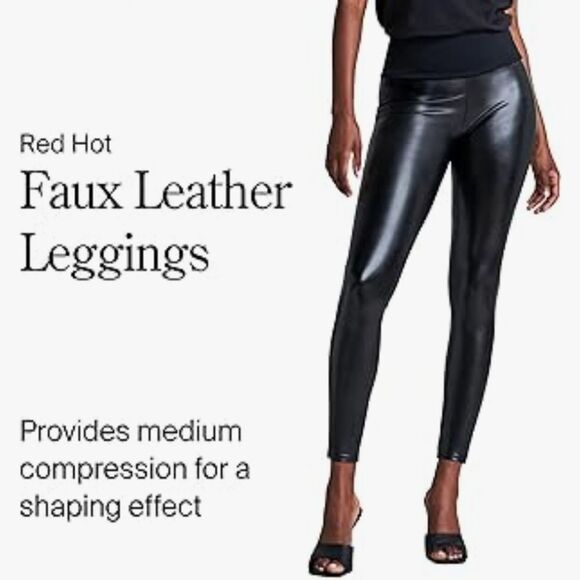 Assets By Spanx Faux Leather Shaping Leggings- Very Black - Picture 8 of 10